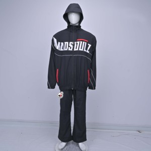 MADSQUILZ Unisex Black Full <b>Zip</b> <b>Hooded</b> Breathable Waterproof Eco-Friendly Quick Dry Lightweight Streetwear 100% Nylon Tracksuit - Product Image 1