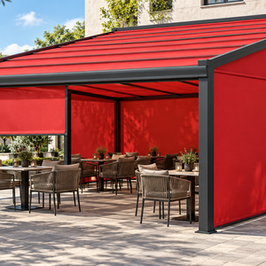 Motorized PVC <b>Fabric</b> Pergola with Waterproof Roof and ZIP Blinds Aluminum Alloy Outdoor Sunshade System for Hotels - Product Image 3