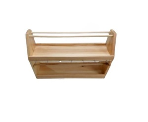 Banc de travail multifonctionnel en fer pour bijoux, organisateur de rangement artisanal de forme irrégulière, support à outils en bois de pin - Product Image 1