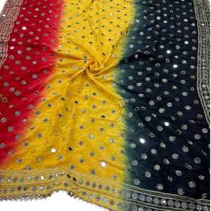 Chales de mujer hechos a mano con trabajo de espejo, colores personalizados, chales étnicos tradicionales, pañuelos de moda, chales y hiyabs para fiestas, para todas las estaciones. - Product Image 1