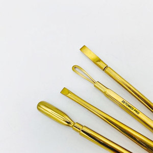 Pousse-cuticules en acier durable de haute qualité, plaqué or, double extrémité, pour le nettoyage des ongles - Product Image 2