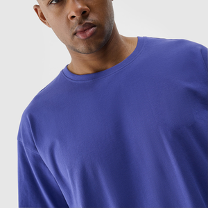 New Fashionable Oversized <b>Men's</b> T-<b>Shirts</b> Custom DTF Printed logo O-neck Short Sleeve 100% Cotton Plus Size Solid <b>Blue</b> Tee <b>Shirts</b> - Product Image 3