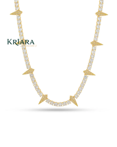 Moissanite <b>Statement</b> <b>Necklace</b> S925 Silver Rhodium Plated Spike Design Everyday Wear Unisex Luxury Bead Chain - Product Image 5