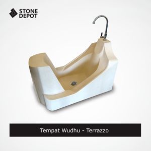 Oval Muslim Wudu Resin Terrazzo Foot Wash Basin Single Hole Pedestal Sink Faucet Eco-Friendly 12L Capacity Lever/Joystick Handle - Product Image 2
