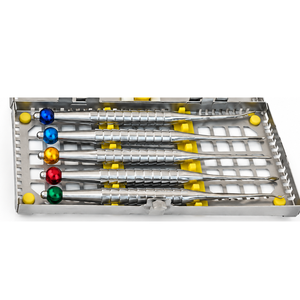 Juego de 5 piezas de osteótomos dentales manuales de acero rectos con estuche, certificados CE para uso en quirófanos - Product Image 2