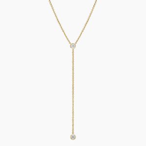Collar de Diamantes con Dos Piedras Engastadas en Bisel en Forma de Y - Product Image 1