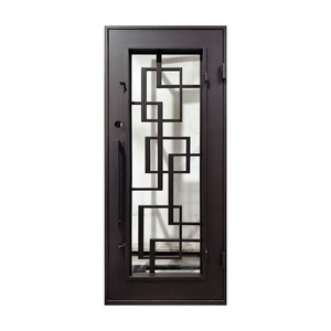 Royal Luxury Steel Entry Door with Iron Glass Modern Design Water Resistant Powder-Coated Finish Easy Assembly Exterior <b>Swing</b> - Product Image 2