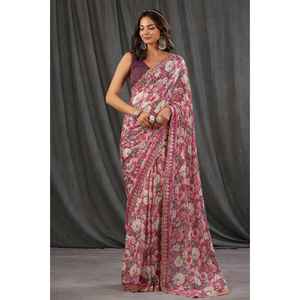 Saree à imprimé numérique Floral Design Belle robe de soirée - Product Image 6