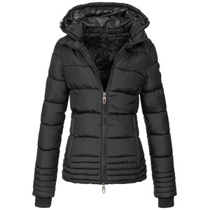Veste matelassée à capuche pour femme avec cordon de serrage réglable, manteau matelassé oversize pour femme avec look streetwear - Product Image 3