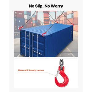 Sangle de levage en acier allié G80 haute résistance 1/4 x 5 pi, capacité de 6600 lb, palan à chaîne de moteur réglable, 4 crochets de préhension pour le fret - Product Image 6