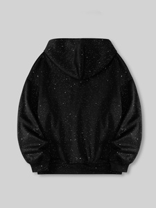 Sudadera con capucha de algodón grueso y forro polar, con cremallera completa, diseño gráfico de letras góticas con pedrería negra, estilo oversize, ropa urbana. - Product Image 1