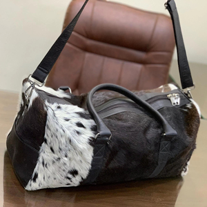 Bolso de Fin de Semana de Piel Genuina con Pelo, Cierre de Cremallera, Ligero, Gran Capacidad, Duradero LHODB-0148 - Product Image 1