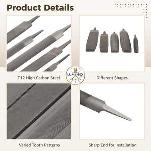 Juego de 5 Limas de Metal, Kit de Limas de Acero Triangulares, Planas y Semicirculares, Lima de Acero con Alto Contenido de Carbono T12 para Trabajos en Madera - Product Image 4