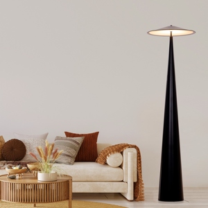 Lámpara de Pie Industrial Negra, Moderna, Cónica, Minimalista, Iluminación de Trabajo, Diseño Utilitario, Acabado Clásico, Totalmente Negra - Product Image 3