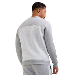 Mens Light Grey <b>Colour</b> <b>Block</b> Crewneck Sweatshirt Casual Fleece Pullover Long Sleeve Winter Apparel Top - Product Image 2