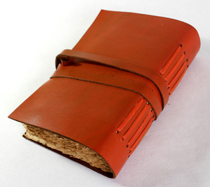 Vintage Looking Natural Edged Blank Unlined Sheets With Decorative <b>Leather</b> <b>Strings</b> Stitching On The Spine <b>Leather</b> Journal - Product Image 5
