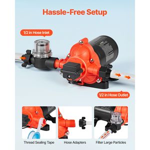 Pompa Elettrica a Diaframma per Trasferimento Acqua, 110V AC, 4 GPM, 3 Camere, Pressione Massima 45 PSI, Pompa Automatica a Pressione - Product Image 4