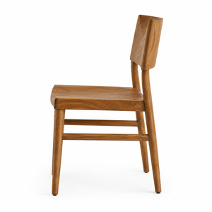 Chaise de salle à manger ergonomique en teck massif, design scandinave, assise profilée, pieds coniques, imperméable, pour la maison, l'hôtel, l'appartement - Product Image 3