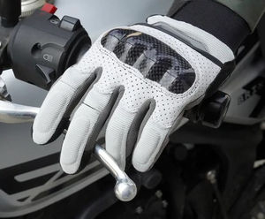 Guantes de Motocicleta de Cuero Genuino de Primera Calidad, Multicolores, de Cuero Real Desgastado para Deportes al Aire Libre, Blancos Encerados - Product Image 5