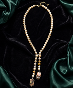 Collier tendance 2026 en perles de culture avec double pampille pour femme, bijou élégant en Y, cadeau idéal - Product Image 6