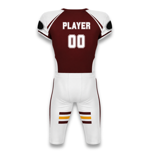 Custom Men's American Football Jersey Set <b>Maroon</b> White Sublimated Moisture Wicking Fitted Short Sleeve Uniform Apparel - Product Image 2