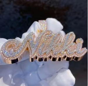 Colgante de Plata 925 con Diseño Clásico de Letras Hip Hop, con Diamantes Cultivados en Laboratorio de Lujo, Certificado, Unisex, para Regalo de Fiesta o Boda - Product Image 2