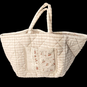 Large Capacity Quilted Cotton Shoulder Tote Bag Women Portable Bag Travel Handbag Handcrafted Tote Bags - Product Image 4