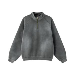 Sudadera Unisex Oversize de Forro Polar con Cremallera de Cuarto, Cuello Alto, Color Liso, Estilo Casual para Otoño, Largo Regular, Tejido de Punto - Product Image 2