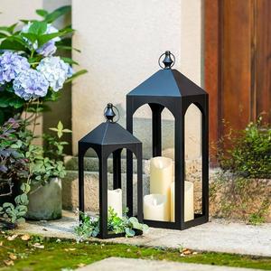 Lanterne à bougie hexagonale en fer noir de luxe avec panneaux en verre, moderne, pour Noël, la Saint-Valentin, durable, écologique, pour l'intérieur - Product Image 3