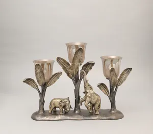 High Quality Beautiful Glass & Metal T <b>Light</b> Holders for Diwali & Christmas Festival Votive Table Centerpiece - Product Image 2