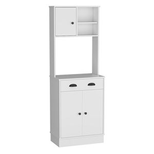 Support de rangement pour micro-ondes Arlington avec 3 portes et tiroir Finition blanche-un organisateur d'armoire pratique - Product Image 4