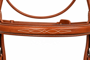 Equipo Ecuestre de Cuero Marrón de Primera Calidad, Brida para Caballo con Costuras Decorativas, Correas Ajustables y Hebillas Metálicas Resistentes - Product Image 3