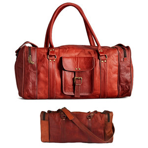 High Quality <b>Men</b> Genuine Leather Vintage Duffle <b>Bag</b> Custom Logo Large Capacity Travel Gym <b>Weekend</b> Overnight <b>Bag</b> - Product Image 2