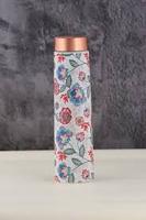 Thermos en cuivre à motif floral avec couvercle en cuivre et deux tasses assorties, ensemble de vaisselle de voyage portable