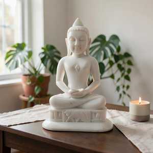 ANURAG HANDICRAFT Statue de Bouddha en marbre sculptée à la main, figurine décorative en pierre pour la maison, le temple, le bureau, la salle de méditation, articles spirituels - Product Image 2