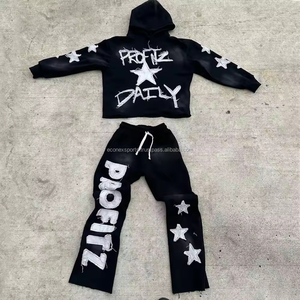 Baggy Fit vintage personnalisé pour hommes, pantalon de survêtement, costume à capuche, couleur délavée à l'acide, patchs de broderie numérique pour l'hiver - Product Image 6