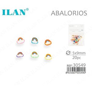 Ilan Abalorios Perline in Argilla Polimerica a Forma di Nuvola Arcobaleno 5x9mm, Confezione da 20 Pezzi - Product Image 1