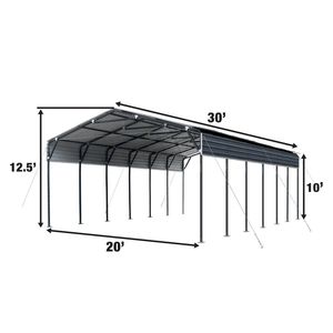 TMG MSC2030 Abri de voiture 20FT X 30FT avec parois latérales ouvertes de 10FT, 600 pieds carrés, panneaux ondulés 27 GA pour stationnement de 2 voitures - Product Image 5