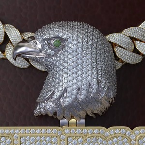 Pendentif Tête d'Aigle en Moissanite, Argent 925 Plaqué Or Rhodié, Micro-Pavé, Coupe Ronde, Charme Thème Luxe, Pendentif Quotidien - Product Image 6