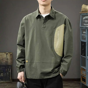 เสื้อโปโลแฟชั่นสตรีทสไตล์หลวมๆ ไซส์ใหญ่ สำหรับฤดูใบไม้ผลิ ใส่เที่ยวกลางแจ้ง คอปก แขนยาว ผู้ชาย สไตล์ลำลอง เก๋ๆ แบบเกาหลี - Product Image 3