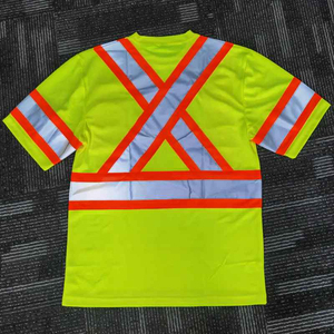 Camiseta de Seguridad de Alta Visibilidad para Hombre, Calidad Premium, ANSI Clase 1, Franjas Reflectantes Amarillas con LED Intermitente, Manga Corta, Ropa de Trabajo - Product Image 4