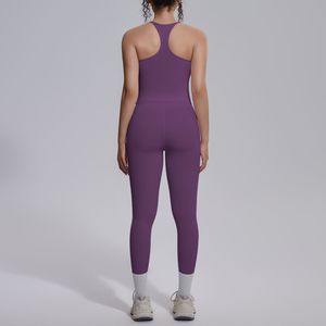Ensemble de yoga 2 pièces sans bretelles, col carré, taille haute, longueur intégrale, sans couture, respirant, léger, imprimé, vêtements de sport - Product Image 4