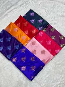 Collection de Saris en Soie Douce Banarasi Mashru Tissés à la Main, Qualité Premium, avec Broderie Meenakari Royale, Tissage Buta et Bordure Traditionnelle Zari, pour les Fêtes - Product Image 6