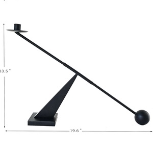 Modern Iron Candlestick Holder with <b>Ball</b> Counterweight Geometric Design Eco-Friendly & Durable Home Decor for Office Bar - Product Image 3
