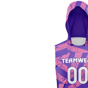 Maillot de football 7v7 pour garçons, sans manches, à capuche, uniformes d'équipe personnalisés, impression géométrique sublimée, nom et numéro du joueur - Product Image 6