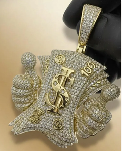 Iced Out Money Stack Pendant with Moissanite Diamonds Iced Out <b>Jewelry</b> <b>Charm</b> Luxury Wholesale Pendant - Product Image 6