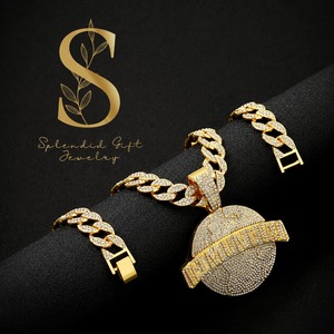 Collar de Cadena Cubana Iced Out con Colgante de Diamantes de Imitación, Joyería Hip Hop de Aleación Chapada en Oro para Hombres y Mujeres - Product Image 1
