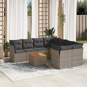 Conjunto de Sofás Modulares Extra Grandes de Ratán PE Gris para Jardín, Muebles Modulares de Exterior de Primera Calidad - Product Image 1