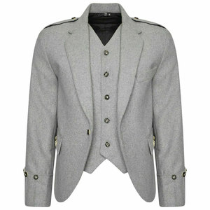 Veste d'hiver écossaise personnalisée pour homme en laine gris clair style Argyle, gilet à 5 boutons, manteau, vente en gros avec logo personnalisé - Product Image 1