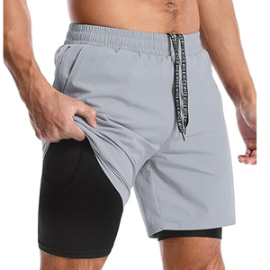 Shorts de sport 2 en 1 pour homme OEM, avec doublure de compression, pour la course à pied et la gym, poche pour téléphone, haute qualité, vente en gros - Product Image 1